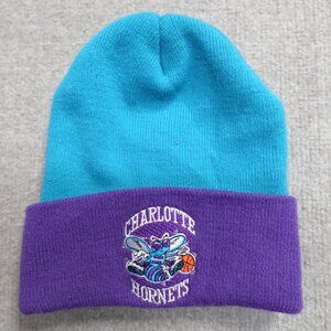 VTG Charlotte Hornets Hat Blue Beanie Logo 7 Official LIcensed